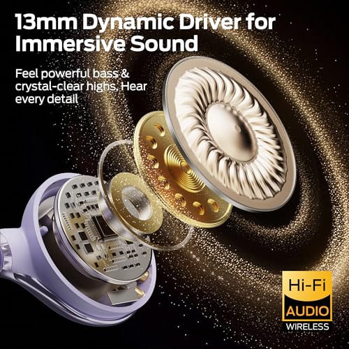 Image of Monster Open Ear AC225 Headphones, Bluetooth 6.0 Wireless Earbuds, Stereo Sound, Lightweight Comfort Clip-On Earbuds with ENC Mic for Clear Calls, 36H Playtime, Touch Control, IPX6 Waterproof, Purple