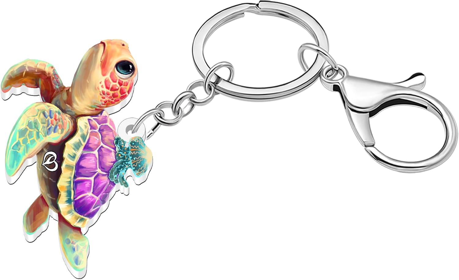 DOWAY Acrylic Cute Turtle Keychain Ocean Tortoise Accessories Sea Turtle Gifts for Women Girls Purse Kids Backpack Bag Charms image 2
