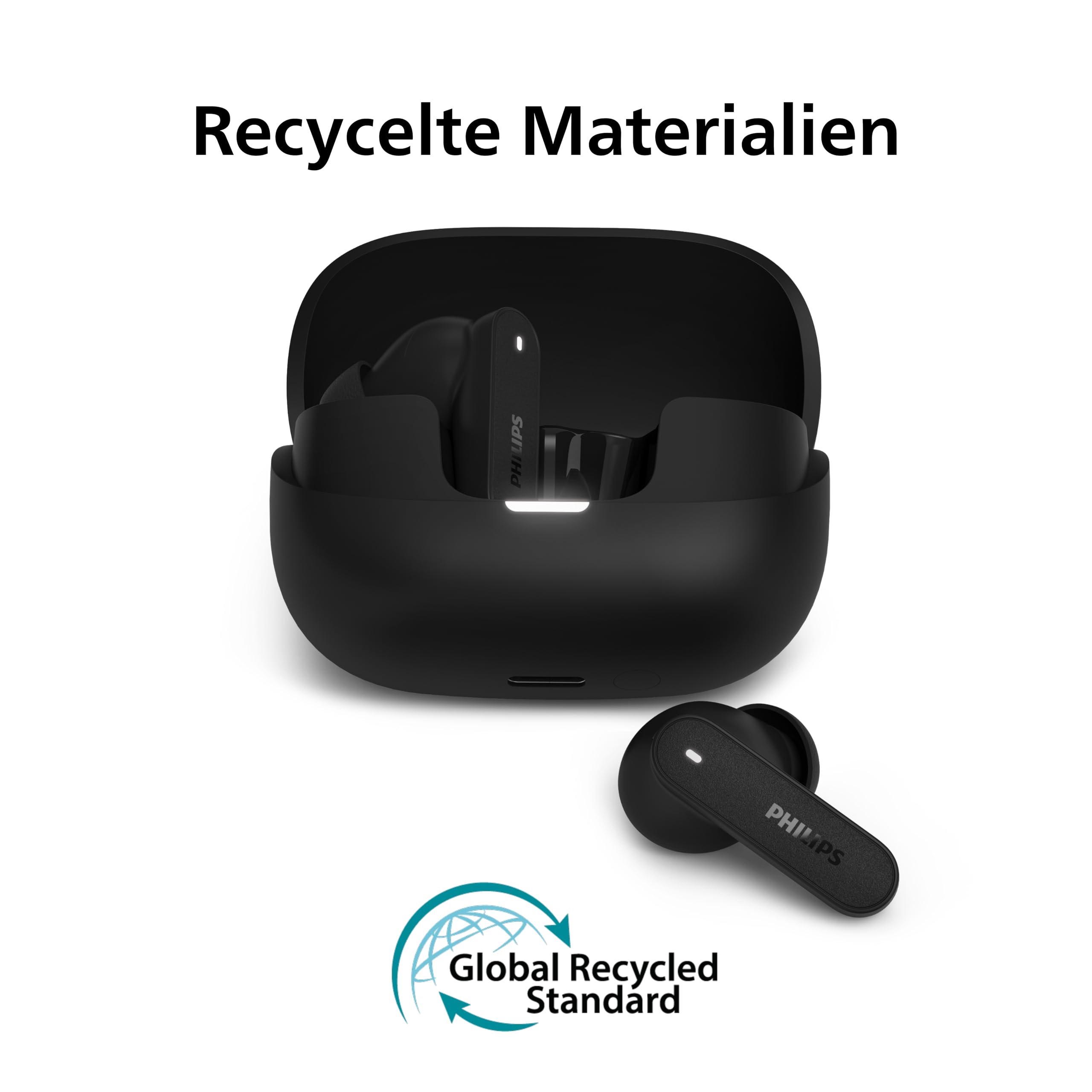 Philips TAT3000 True‑Wireless‑Ohrhörer mit adaptiver Geräuschunterdrückung, bis zu 48 h Wiedergabedauer, SecureFit‑Silikonstöpseln, 6 Mikrofonen, Bluetooth 6.0, Auracast, IPX4 und kompaktem Ladeetui