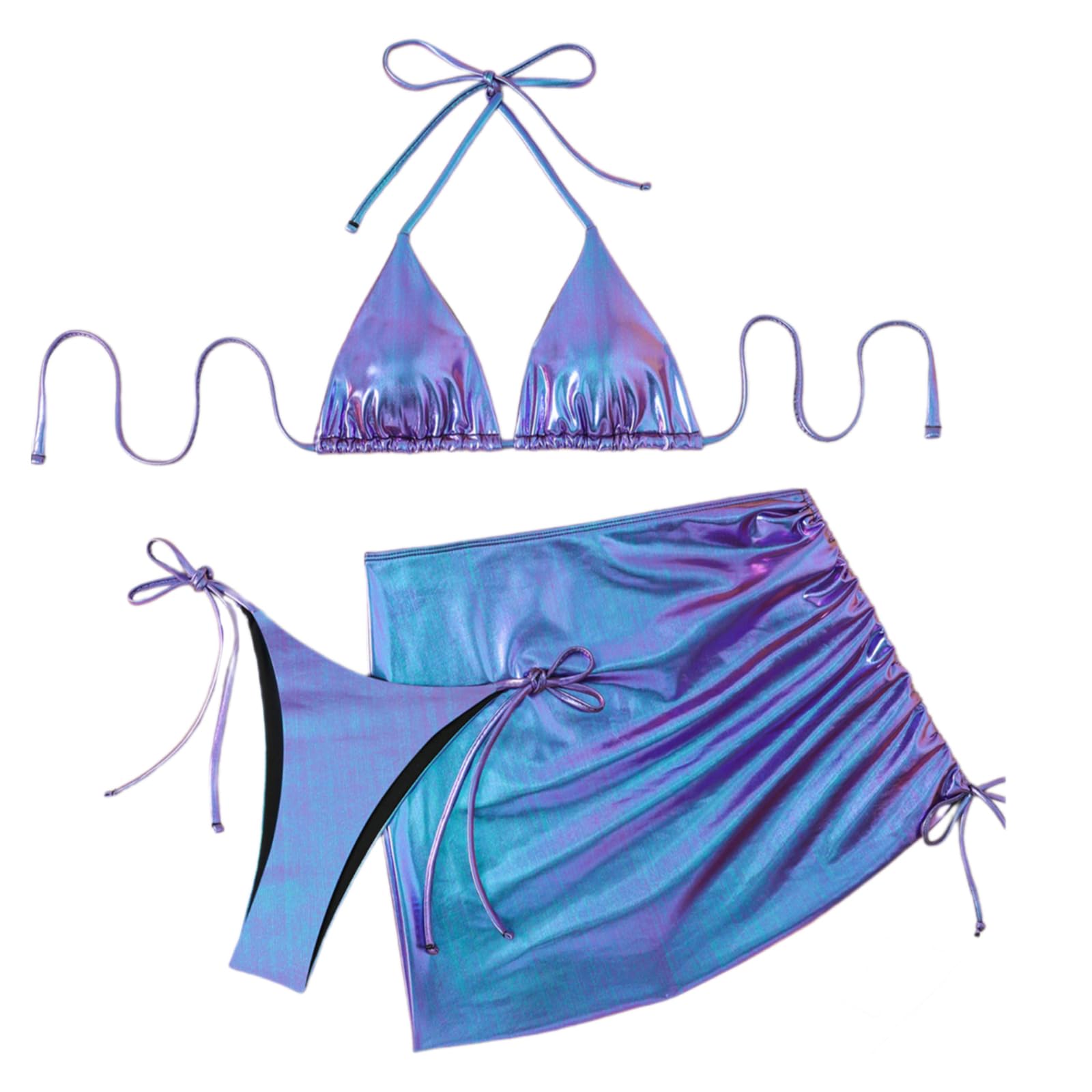 Tsophreniq Color Swimsuits Ladies Halters Bathing Suit 3 Pcs Split Swimwear Swimming Costume Set for Beachwear Women Backless Swimwear Push Up Bathing Suit