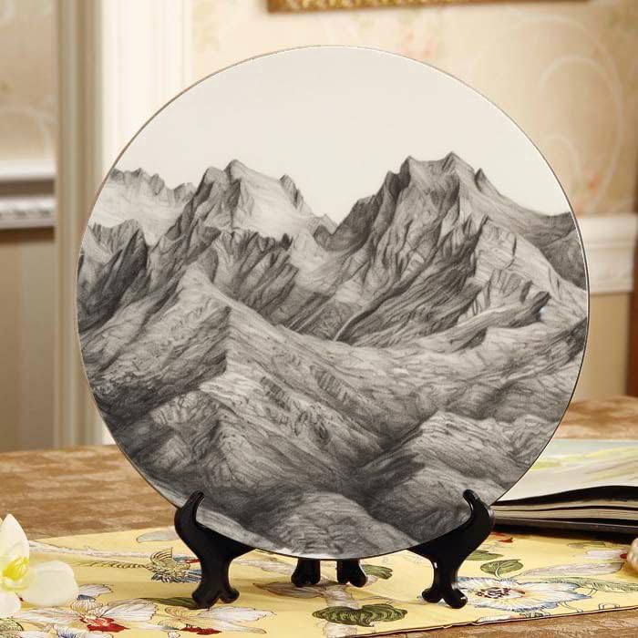 Horizon of Mountains 10-inch Ceramic Plate for Wall Display or Tabletop, with Stand & Hook DP-456044667