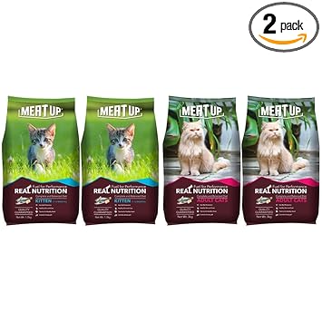 Meat Up Kitten(1-12 Months) Dry Cat Food, Ocean Fish, 1.2kg (BOGO) and Adult(+1 Year) Dry Cat Food, Ocean Fish, 3kg ( BOGO)