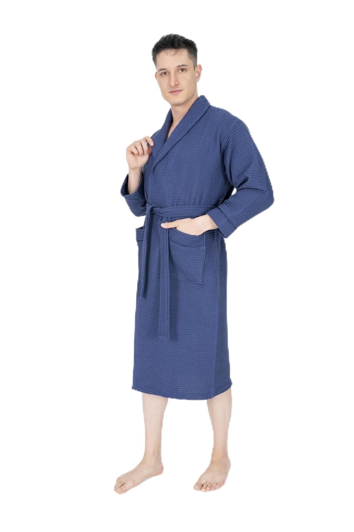 Shawl Collar Bathrobe Lightweight Cotton Terry Cloth Robe Midi Length with Pockets Comfortable Absorbent for Women Spa Hotel
