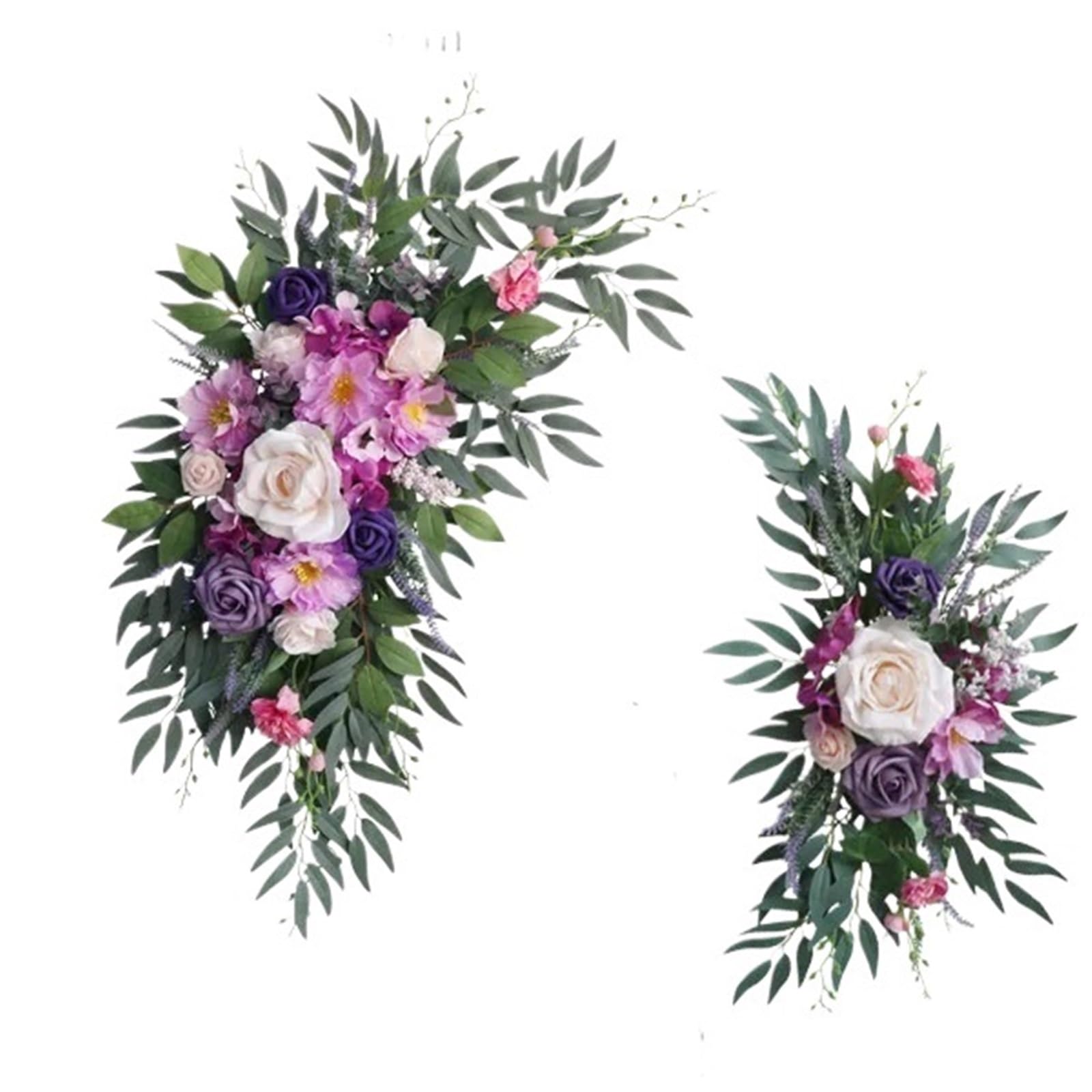 Artificial Floral Swags Purple Lilac Artificial Wedding Arch Flowers Floral Swag Arrangement For Ceremony Arbor Reception Backdrop Decors for Ceremony Backdrop, Fireplace and Door Decor(Color1)