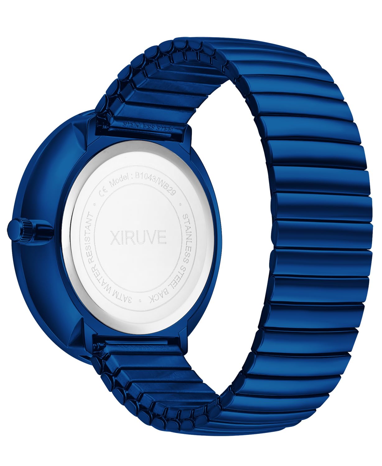 Femme Homme Facile à Lire Super Grand Cadran Chiffres Arabes Bracelet Élastique en Acier Inoxydable Montre à Quartz Analogique