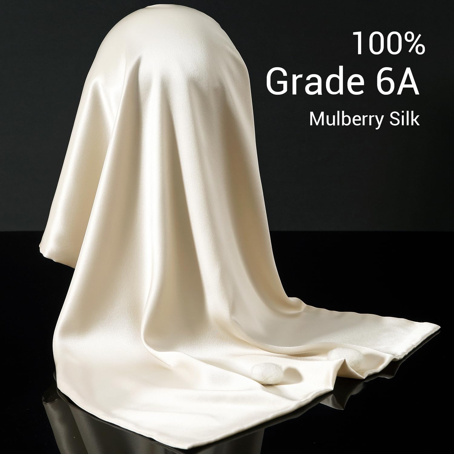 Set di federa e maschera per gli occhi in 100% seta di gelso per la salute dei capelli e della pelle, seta biologica 19 momme grado 6A su entrambi i lati, con cerniera nascosta (standard 50