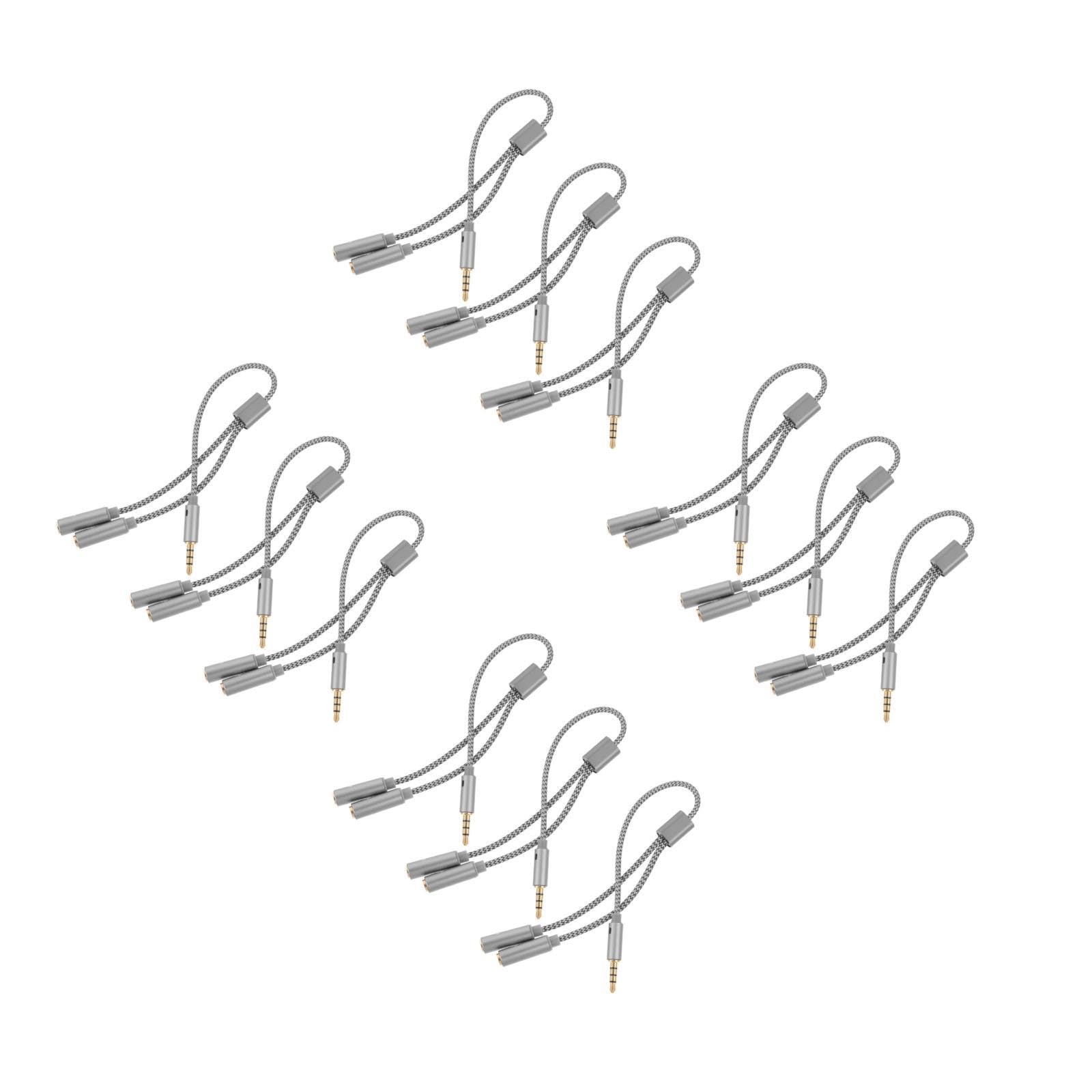 VILLCASE Splitter De Audio para Auriculares Y Micrófono Adaptador para Pc Laptop Y Dispositivos Móviles Estéreo Dividida para Uso De Sonido 3 Piezas X 4