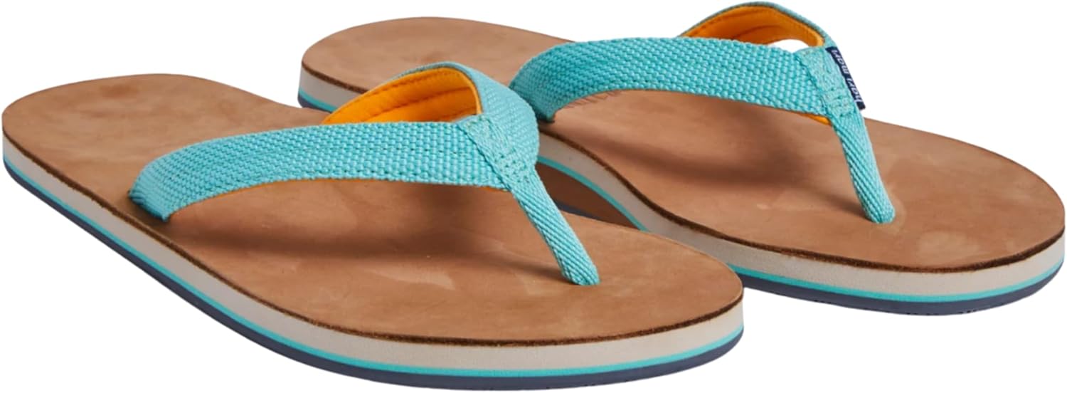Hari Mari- Scouts- Women’s Nubuck Leather Flip Flops With Nylon Webbing Strap- No Break Ins, Firm Arch Support, and Beveled Edge to Reduce Tripping