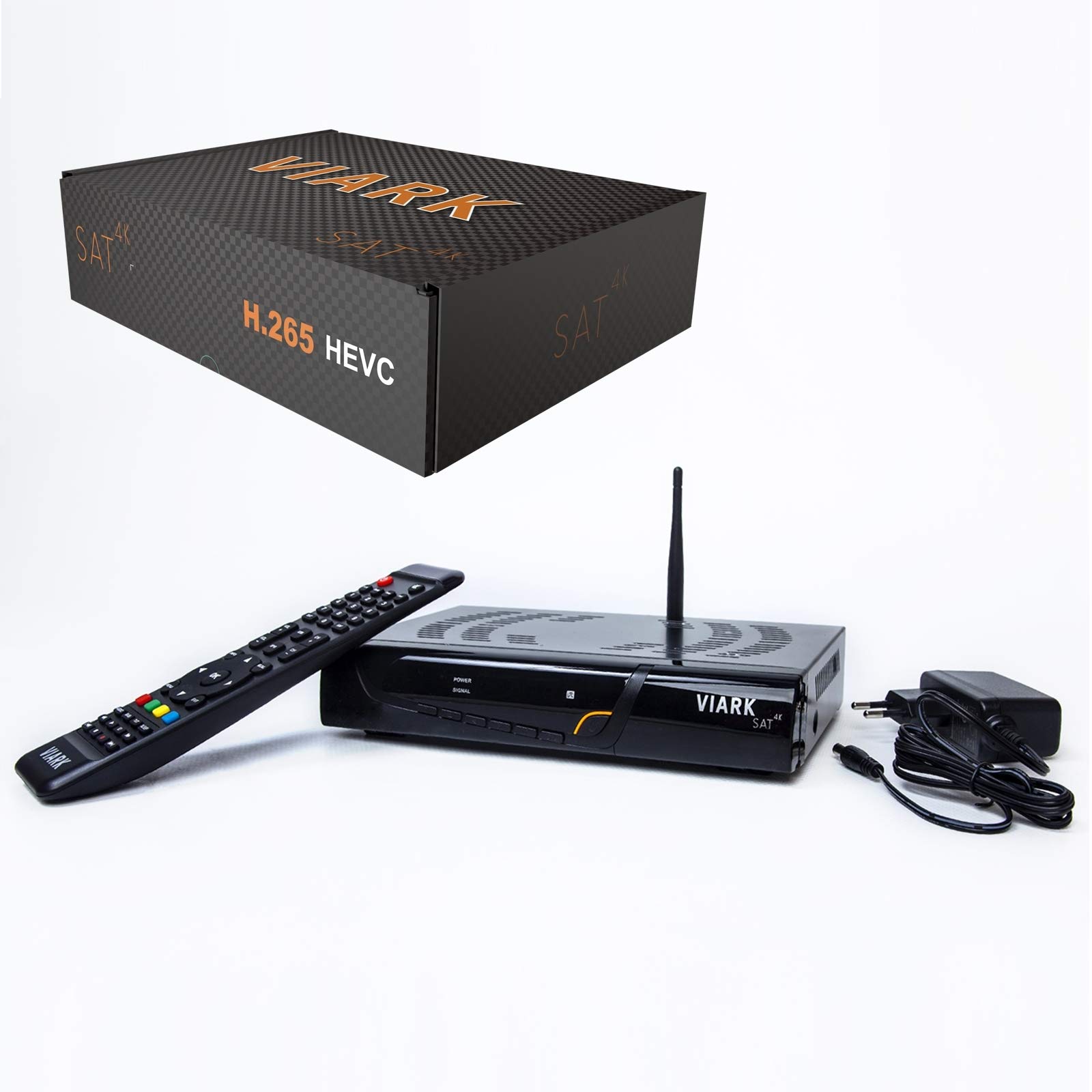 VIARK Sat 4K 2160p H.265 digitaler Multistream Satelliten-Receiver inkl. WLAN Stick (IP TV, Apps, DVB-S2X, HDMI, LAN, USB 2.0, Ultra HD) Schwarz