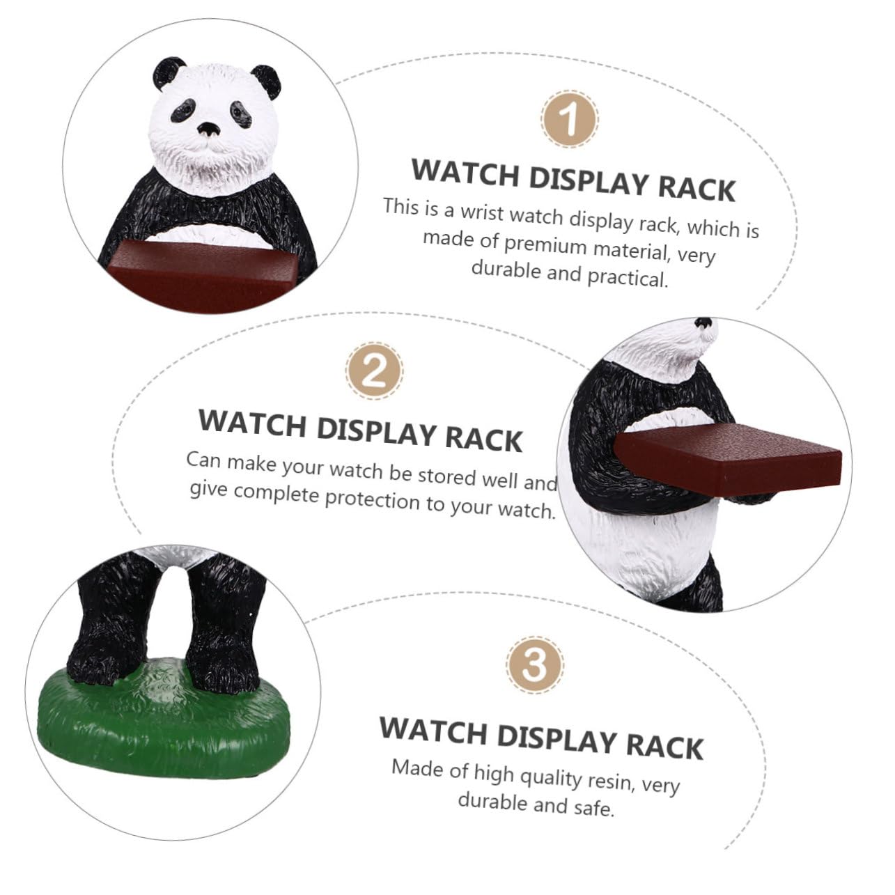 Beavorty Espositore Supporto Resina a Orologi Panda e da in Forma Polso Conservazione e Display Orologio Casa e Negozio