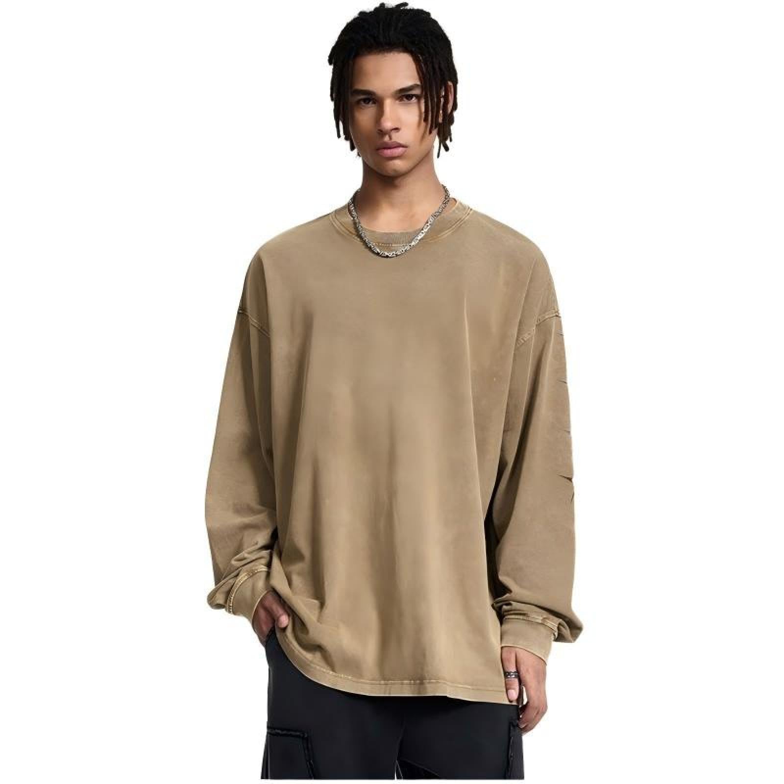 Otoño Versátil Streetwear Marca Patchwork Dos En Uno Camisa Base Suelta De Manga Larga, Top Casual De Manga Larga para Hombres Y Mujeres