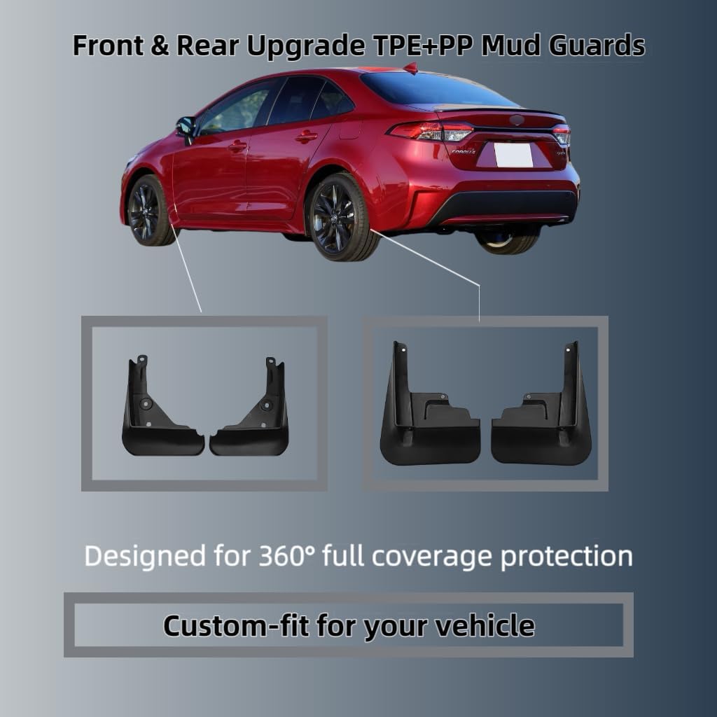 Mud Flaps Splash Guards for Toyota Corolla Sedan 2020-2026 Custom Fit All Weather Exterior Accessories