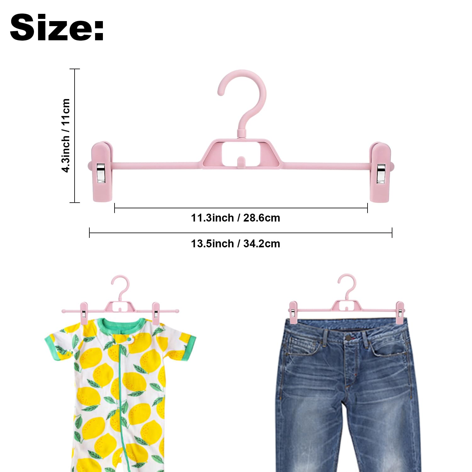 Confezione da 30 grucce in plastica per pantaloni POZEAN con clip antiscivolo impilabile per gonne, pantaloncini, jeans, vestiti per bambini, cappotti, salvaspazio, sottili e multiuso (rosa)