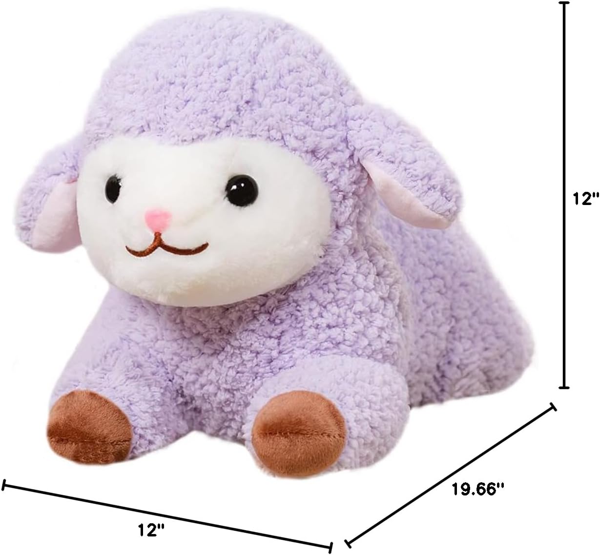 ELAINREN Ultra-Soft Purple Sheep Stuffed Pillow Cuddle Lamb Plush Toy Fluffy Alpaca Sheep Plushie Cushion Decor Gifts/19.6''
