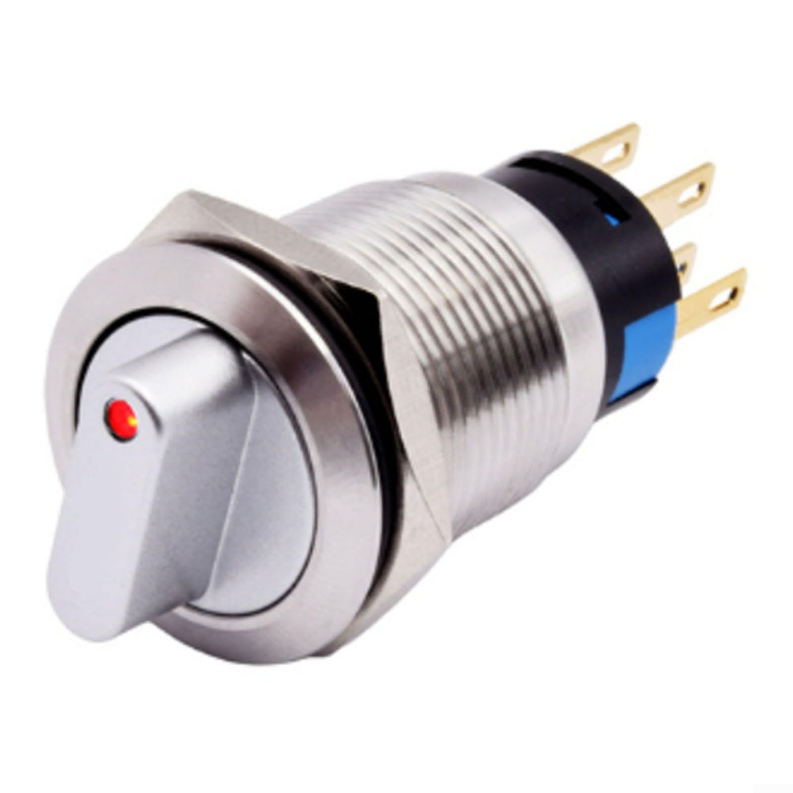 Interrupteur Rotatif Verrouillable 19mm 3 Positions 2NO2NC - Bouton Lumineux LED Rouge 12-24V HOHOVYVY