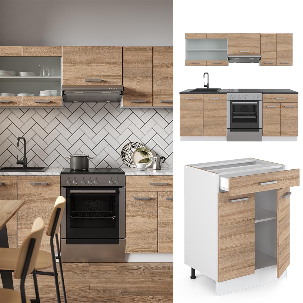 Meuble cuisine R-Line Sonoma 60cm avec tiroirs, sans PT Vicco | Sonoma