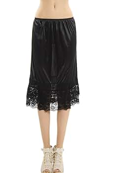 MELODY Long double lace satin half slip skirt extender