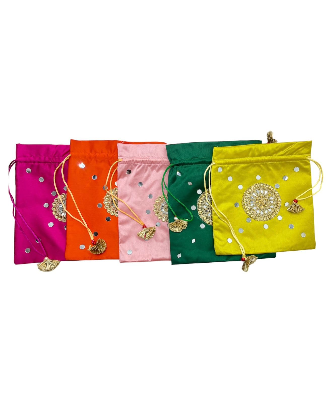 Wrapping Studio | Traditional Potli Bags for Special Occasion Wedding | Traditional Party Favor Bags | Coin Potli | Silk Fabric Embroidered Set Of 5 (B0CKR15DSJ) Amazon Price History, Amazon Price Tracker