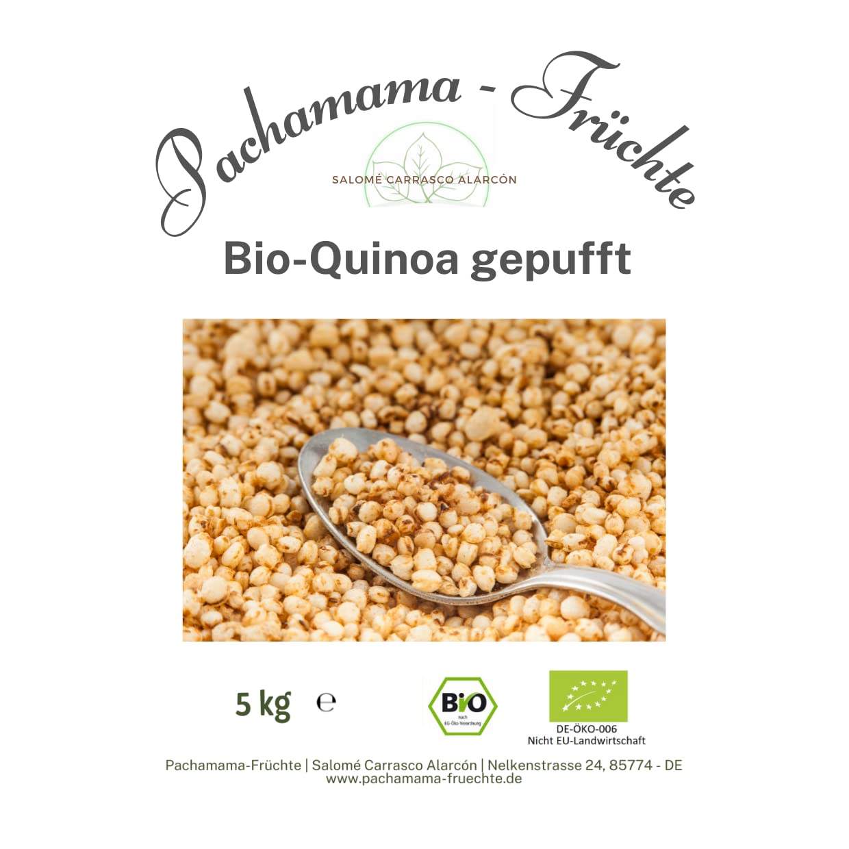 BIO QUINOA gepufft 5 kg - Vegan - Glutenfrei - Müsli - Ungesüßt - Vollkorn
