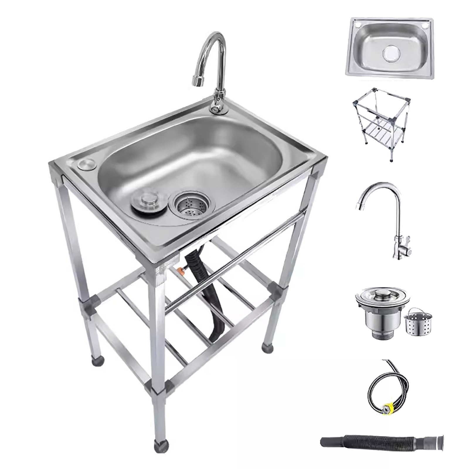 Cocina Fregadero Exterior Portátil Camping con Grifo Y Soporte De Acero Inoxidable - Fácil De Instalar Y Limpiar - Pequeño para Tiendas Restaurantes Pila Lavadero (Tamaño: 38)