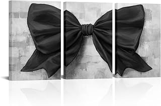 HOMEOART Large Bow Decor Painting Bow Picture Prints, 24x48inch Bathroom Decor Bedroom Wall Decor Framed (Black)