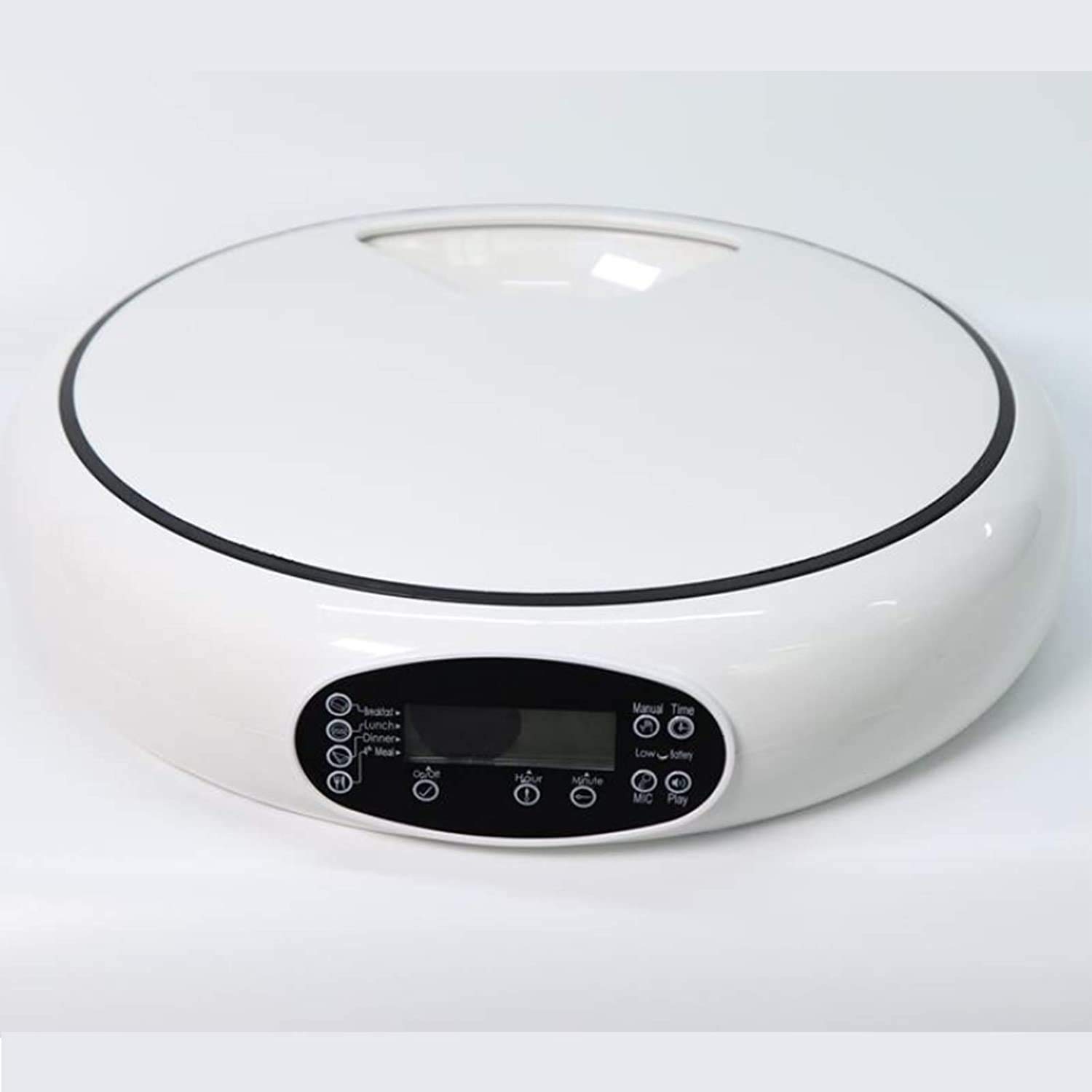 Alimentatore automatico per animali domestici, distributore di cibo a secco per cani e gatto, con orologio digitale e controllo portuale, 1 tazza di porzioni del compartimento, standby lungo 1-5