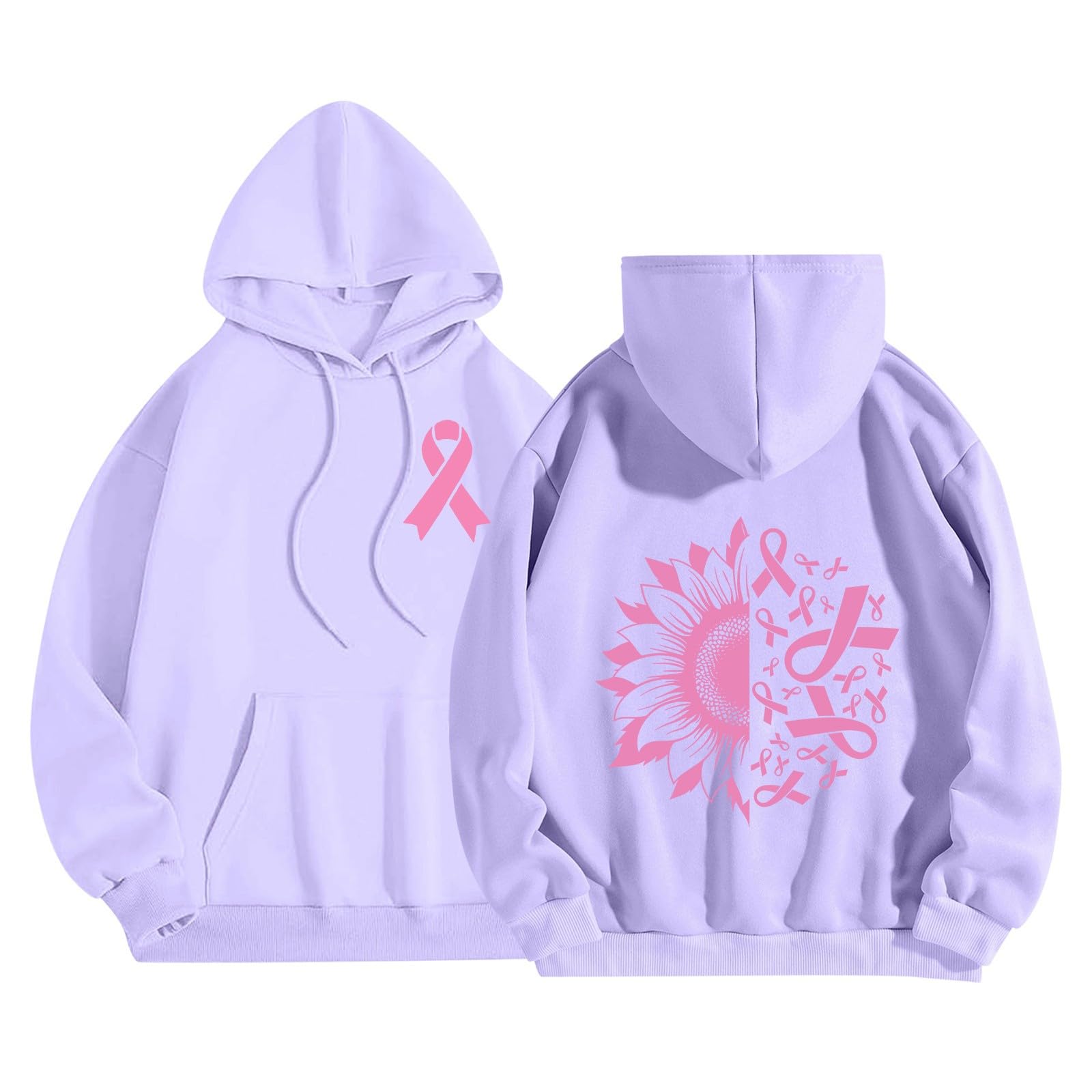 Sweat à Capuche Rose Octobre pour Femme Pull Ample Violet L - 6