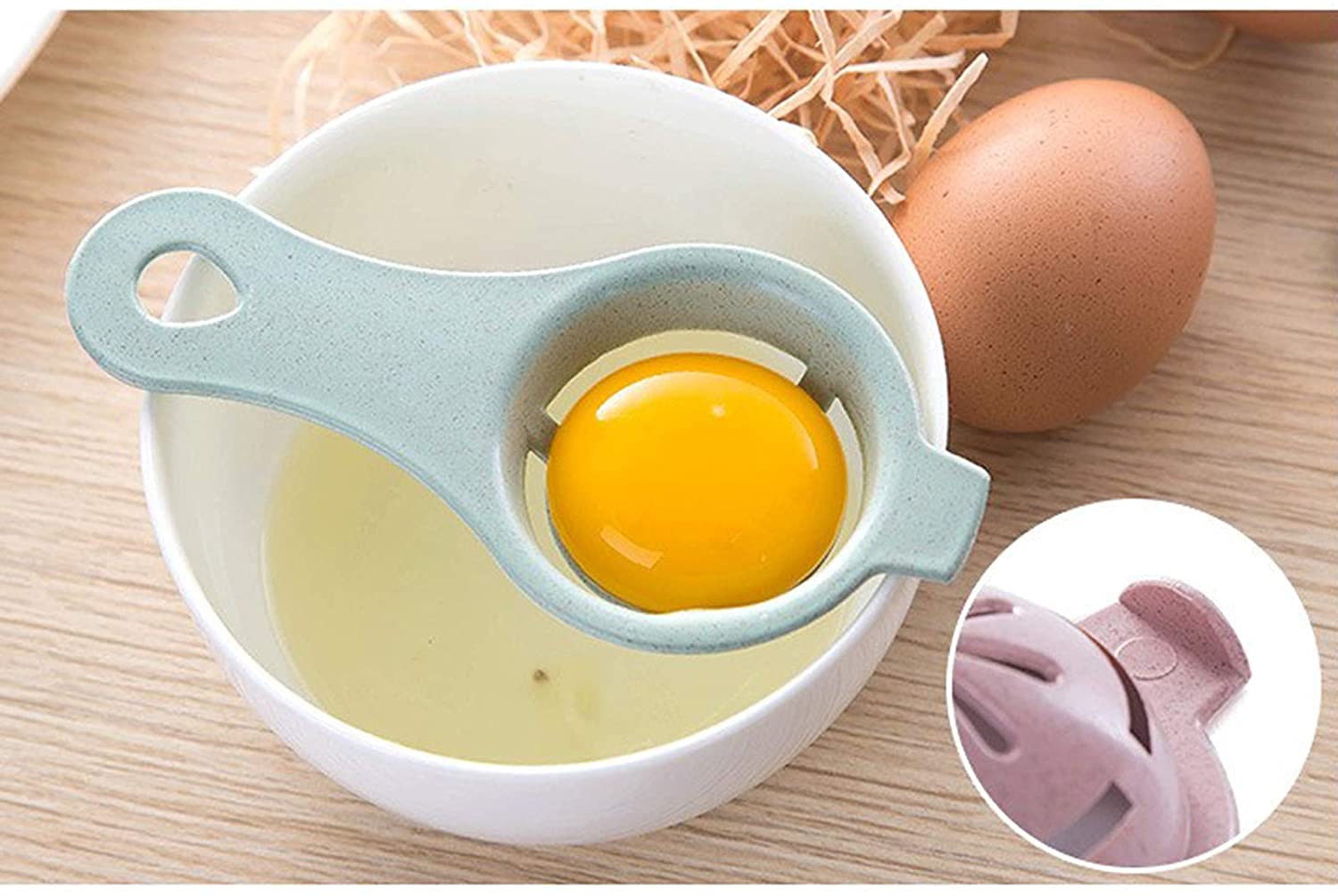 NAIDEV 3 PCs Egg Separator Egg Yolk Protein Separator Egg Funnel Spoon Sieve Kitchen Gadgets Size 13 cm (Random Color) (3) 2