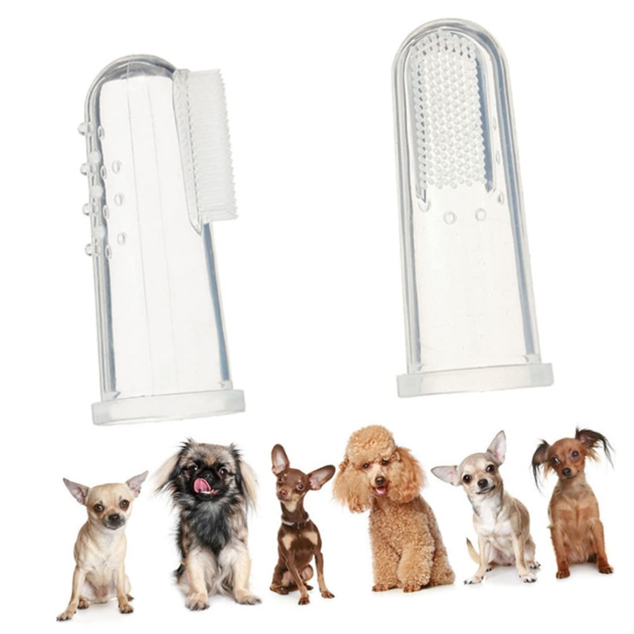 Brosse à Dents pour Chien en Silicone, Lot de 4, Moufles Doigt
