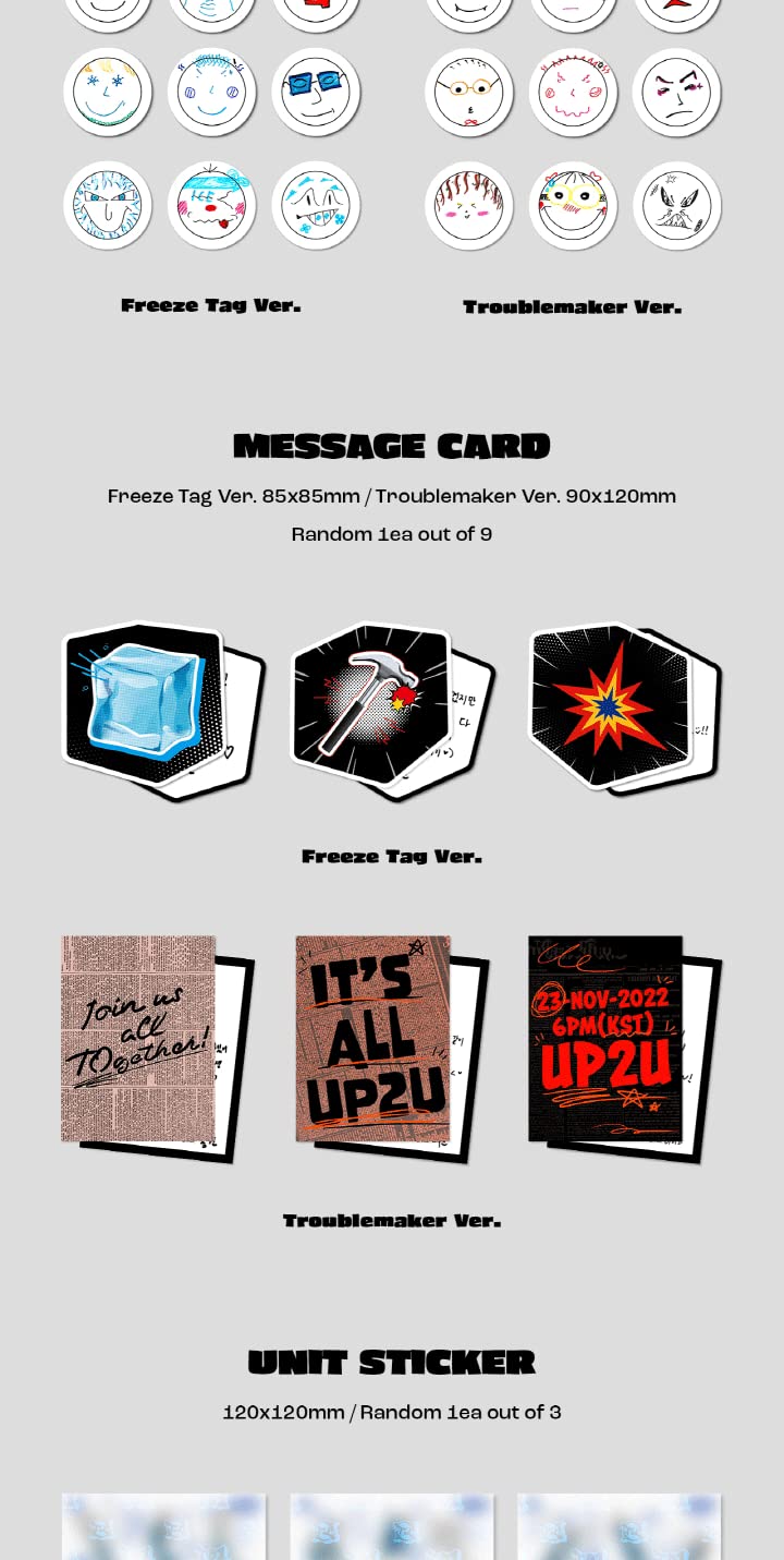 TO1 UP2U 4th MIni Album Contents+CD + Photobook+Sticker+Message Card+Lenticular Card+Selfie+POB + Tracking (zestaw (Freeze Tag + Troublemaker))