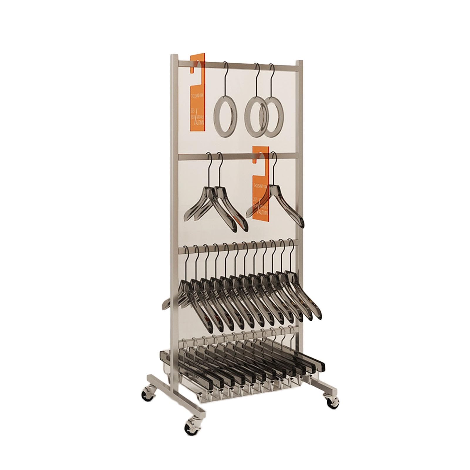OLSKFUH Pull-Out Trouser Rack Removable Pull-Out Rack Wardrobe Storage Expandable Space Saving Drawer-Style Hanger Rod Rolling Trolley,Spacesaving Hanger For Dresses Skirts & Pa,Silver-50x110cm