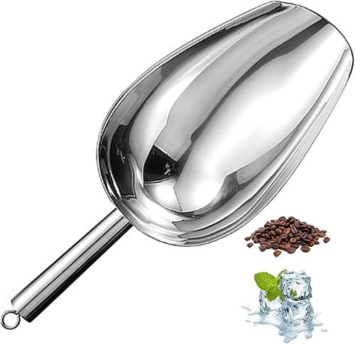 Cuchara de hielo de metal de 12 onzas, pequeña cuchara de hielo de acero inoxidable para máquina de hielo, cubeta de hielo, cocina, congelador, bar,