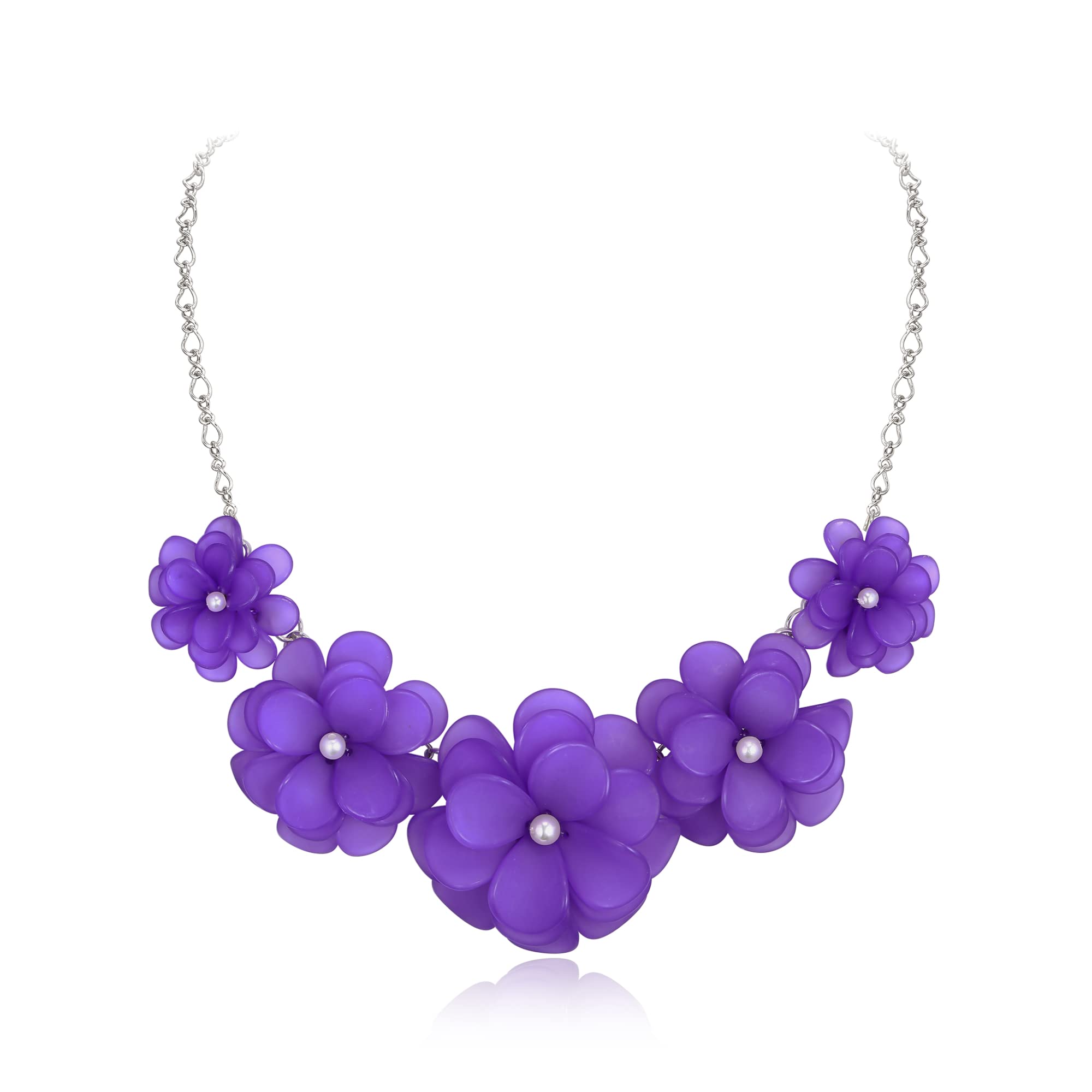 Flyonce Flower Collar Necklace, Floral Flowers Statement Summer Beach Chokers Necklaces for Women