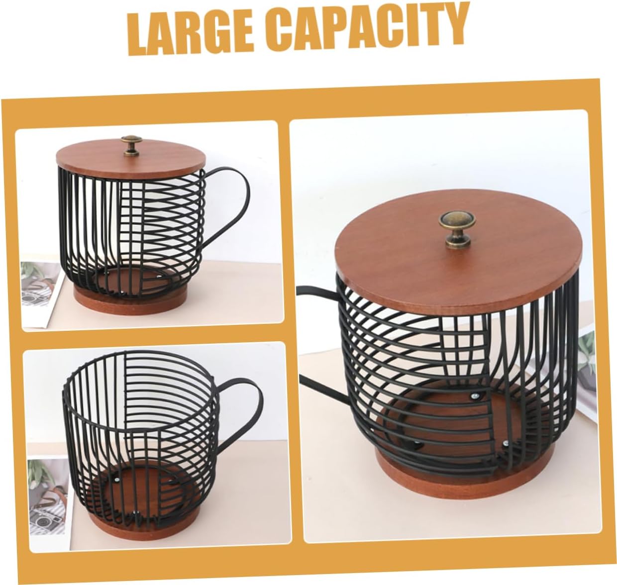 Mikinona Practical Coffee Capsules Organizer Storage Basket Iron Crafted Tea Bar Storage Rack