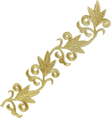 Miniatura 5 de 10 parches de flores doradas para bordar con plancha, parches celtas para coser en apliques para manualidades, decoración de bricolaje, jeans,