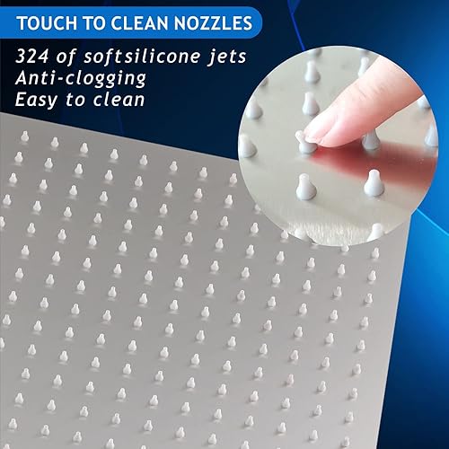 Miniatura 3 de Voolan - Regadera tipo lluvia de metal, cuadrada, de alto flujo, cobertura de cuerpo completo en cascada, montaje universal para techo o pared