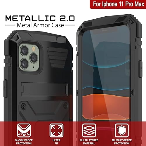 Miniatura 2 de PunkCase Funda de metal para iPhone 11 Pro Max Serie 2.0 Funda de armadura resistente  Diseño de cuerpo completo de aluminio y TPU con protector de