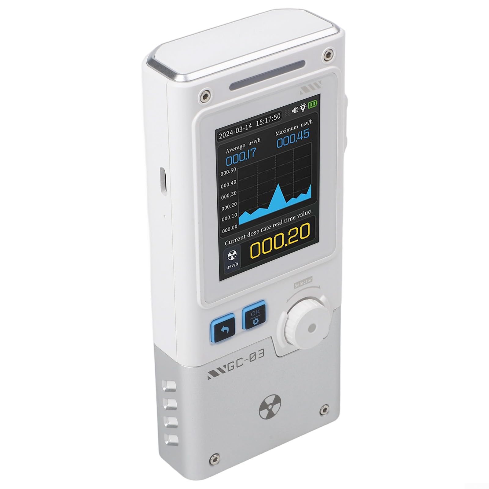 Instrumento de prueba multifuncional GC-03 con 1500mAh para batería para medir la dosis de radiación, campos eléctricos y magnéticos (blanco)