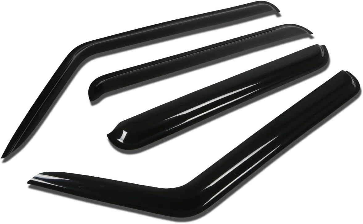 DNA MOTORING Set of 4 Tape-On Window Rain Guards Compatible with 2006-2010 Commander XK Smoke Tint Window Visor Shade/Sun Wind/RAIN Deflector, WVS-164