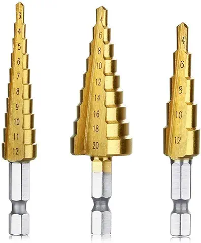 ステップドリル チタンコーティング 六角軸 3本セット