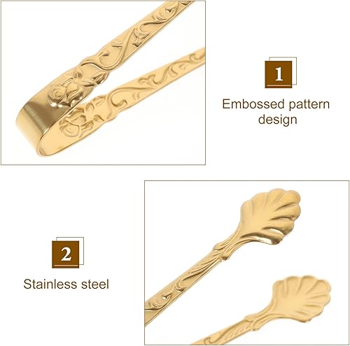 Miniatura 3 de 2 mini pinzas para servir, pinzas de acero inoxidable rosa de 3.5 pulgadas para cubo de azúcar, hielo dorado pequeño para fiesta de té y café,