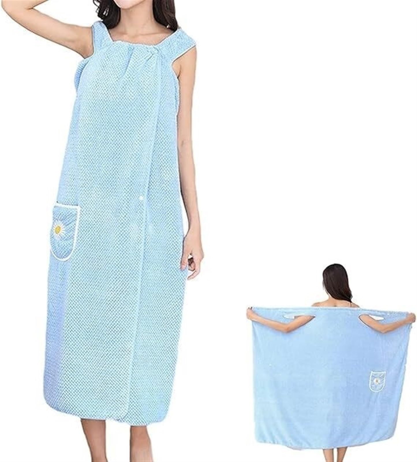 QLXYYFC Womens Bath Skirt with Snaps Soft Fluffy Coral Fleece Bath Towel Wearable Robes for Women Beach Spa Sauna Towelling Robe Cover up Dress Gown Bathrobe