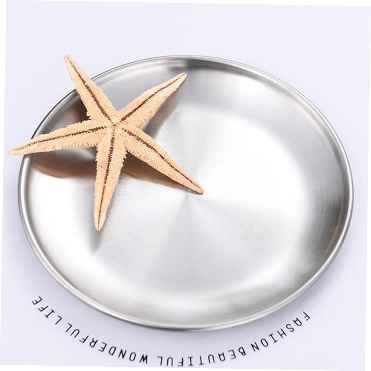 GRIRIW Stainless Steel Round Serving Plate Frosted Bbq Cake Dish for Kitchen Home Restaurant Use Plate Versatile Kitchenware
