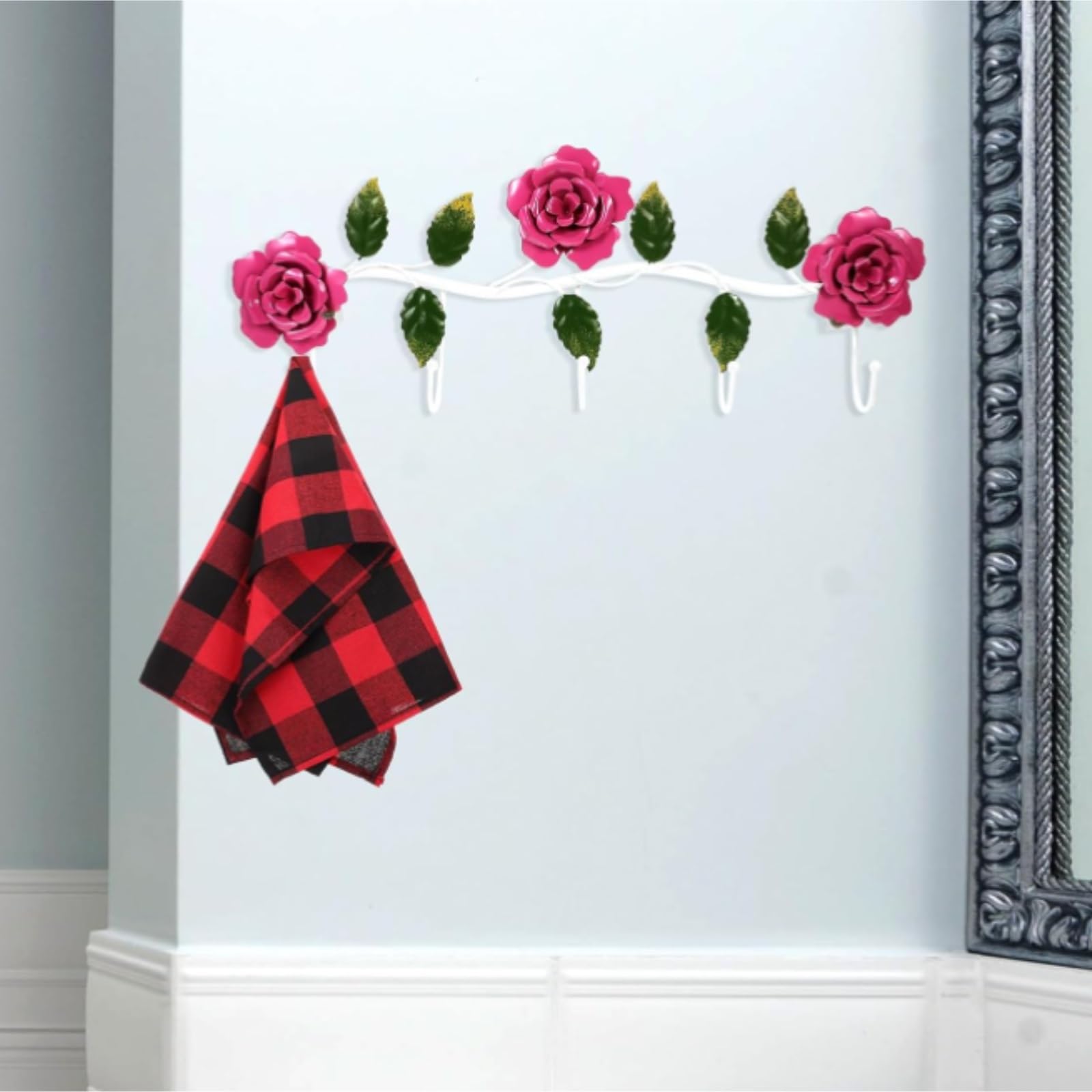 Attaccapanni Parete Ganci Da Parete In Metallo, Appendiabiti A Forma Di Rosa, Stile Rustico For La Decorazione Del Bagno Ingresso Soggiorno(Yellow)