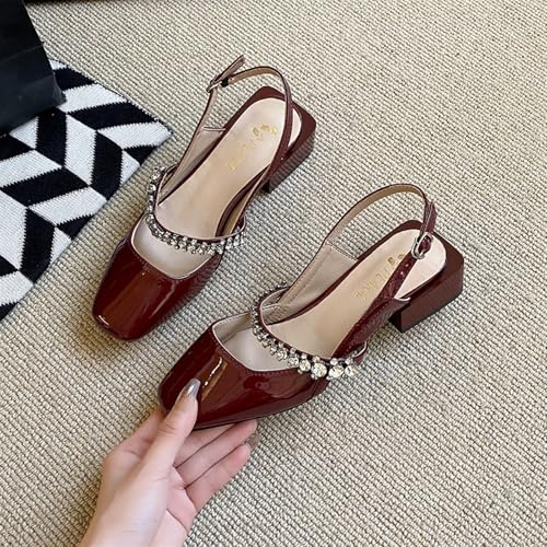 Sparkling Rhinestone Mary Jane Evening Dress Shoes Square Toe Chunky3