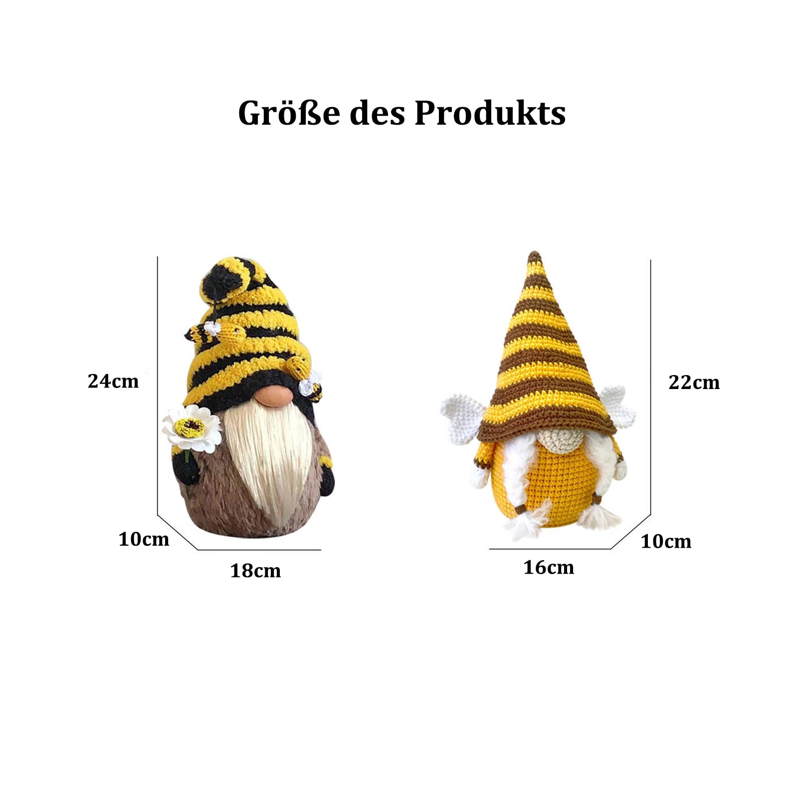2 Lutins Tournesol En Peluche Faits Main - Décoration Printanière Porte-Bonheur Scandinave