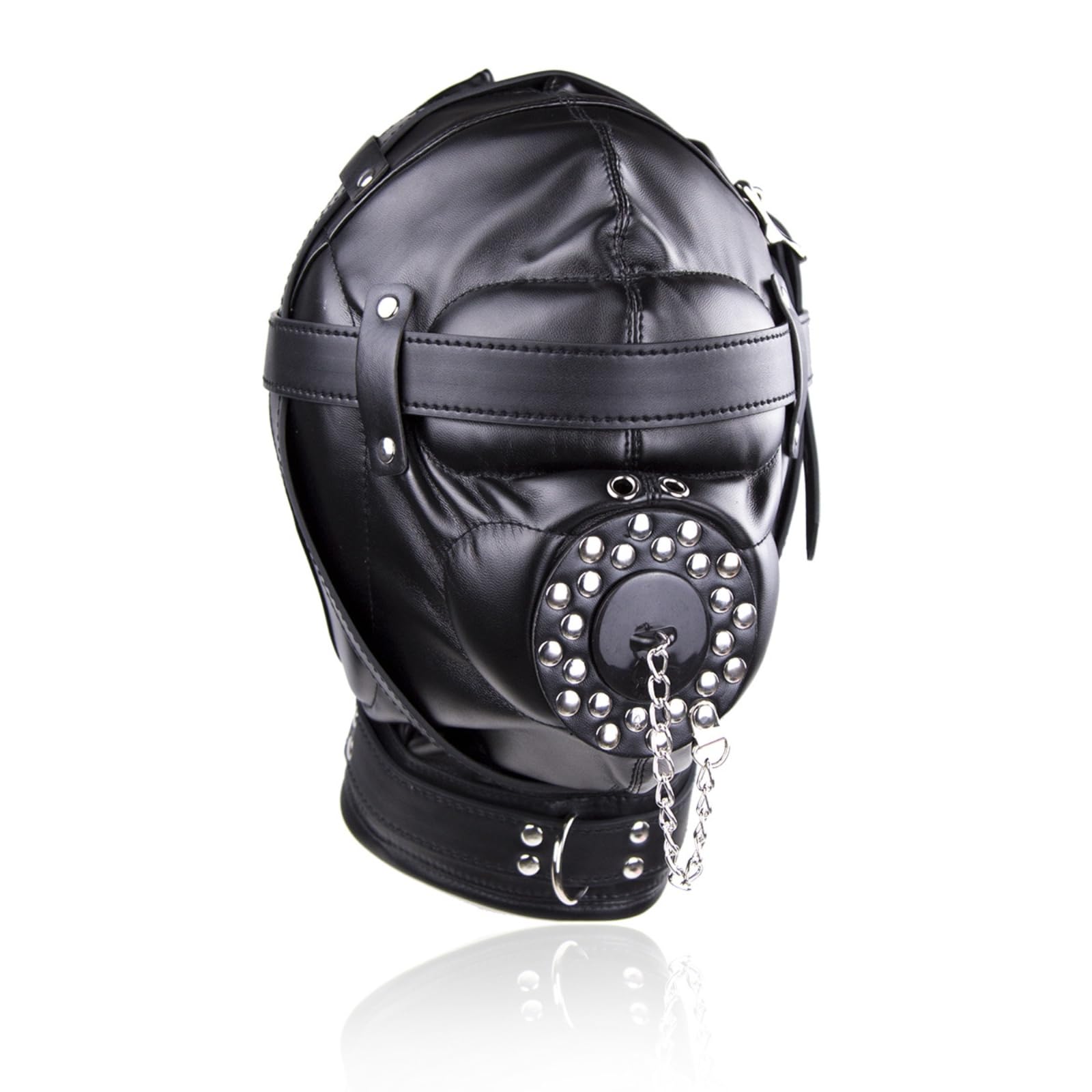 Générique Masque intégral en cuir noir avec cache-bouche amovible, cagoule punk tendance pour les soirées-FRRT02