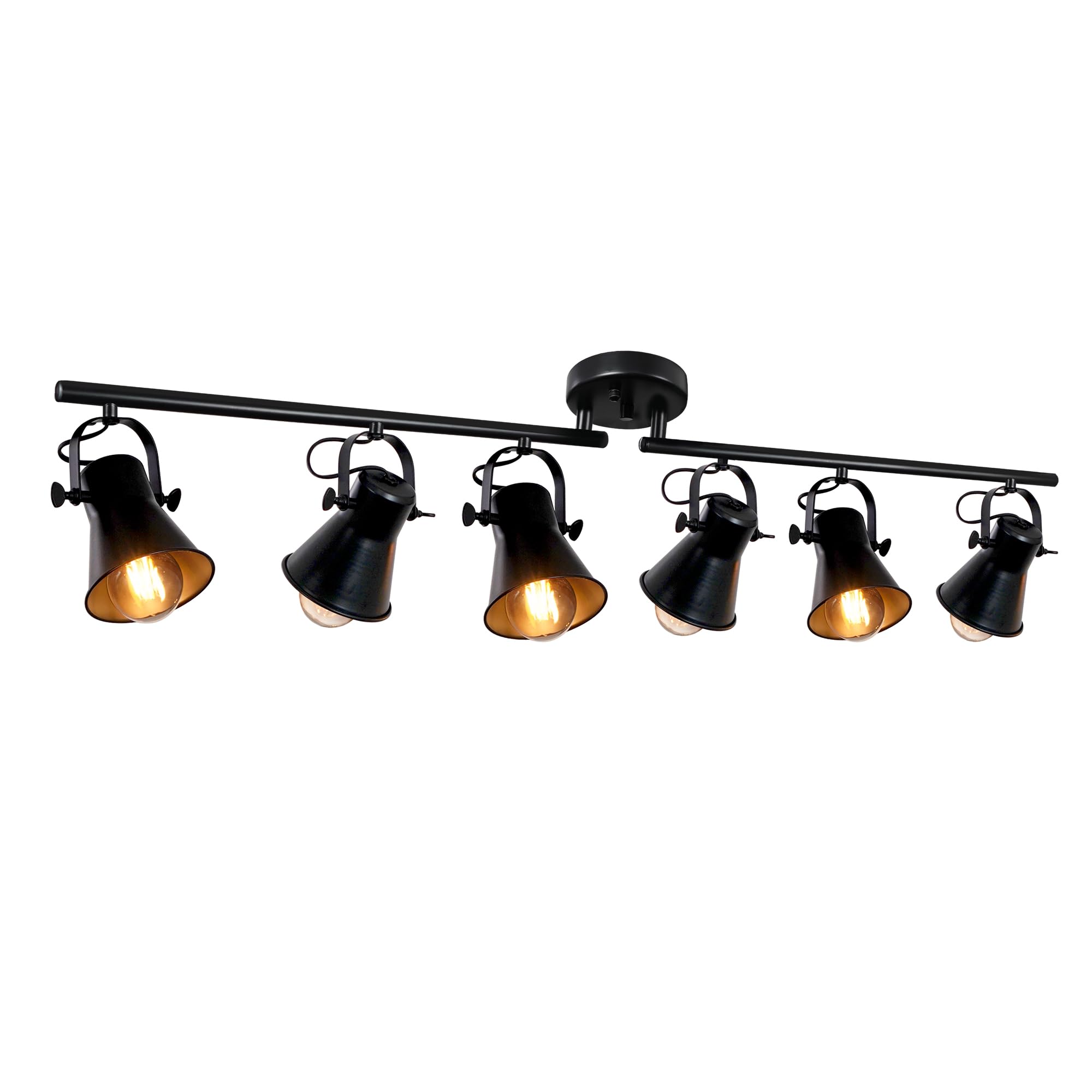 57" Black Track Lighting Fixtures Ceiling 6 Light Rustic Track Light
