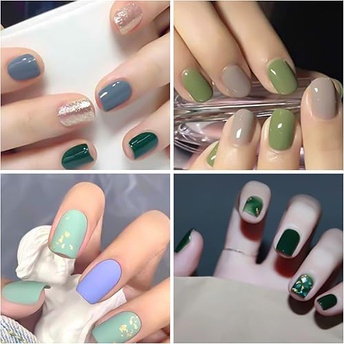 Miniatura 4 de SILPECWEE 20 hojas de tiras de esmalte de uñas verdes, envolturas de uñas de primavera para mujeres, autoadhesivas, tiras de uñas de esmalte de uñas