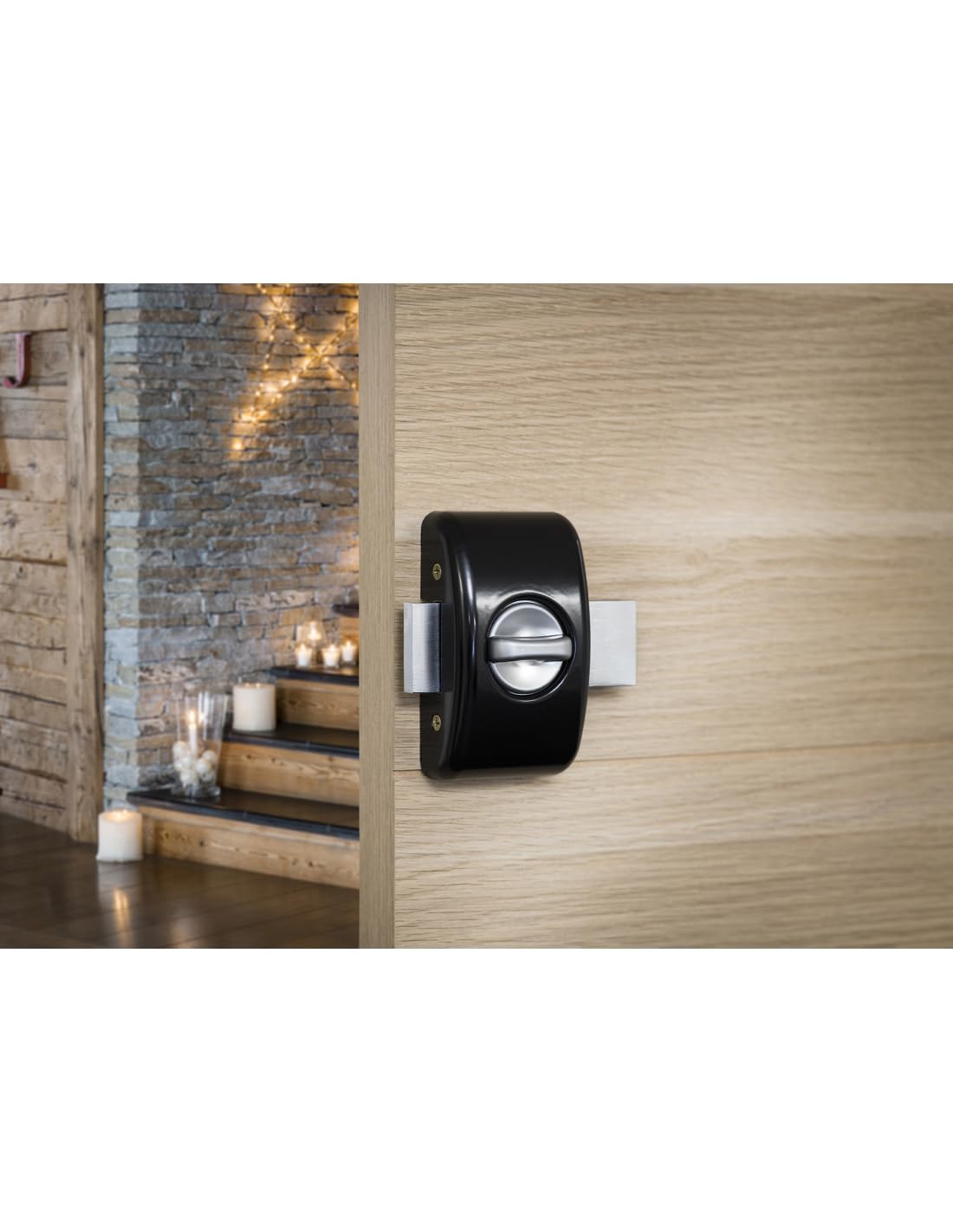 THIRARD - Cerradura con Botón Universal Ajustable - Cilindro Latón 35-80 mm - Acero Negro - 3 Llaves - Seguridad Doméstica - Puerta de Entrada - Botón/Cilindro - Negro